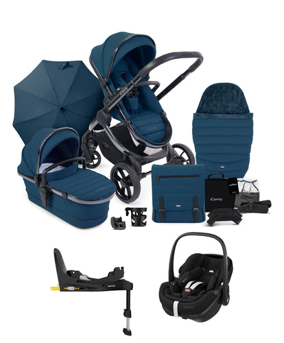 iCandy Pushchairs iCandy Peach 7 Bundle with Maxi-Cosi Pebble 360 Pro Car Seat and FamilyFix 360 Pro Base in Cobalt Blue