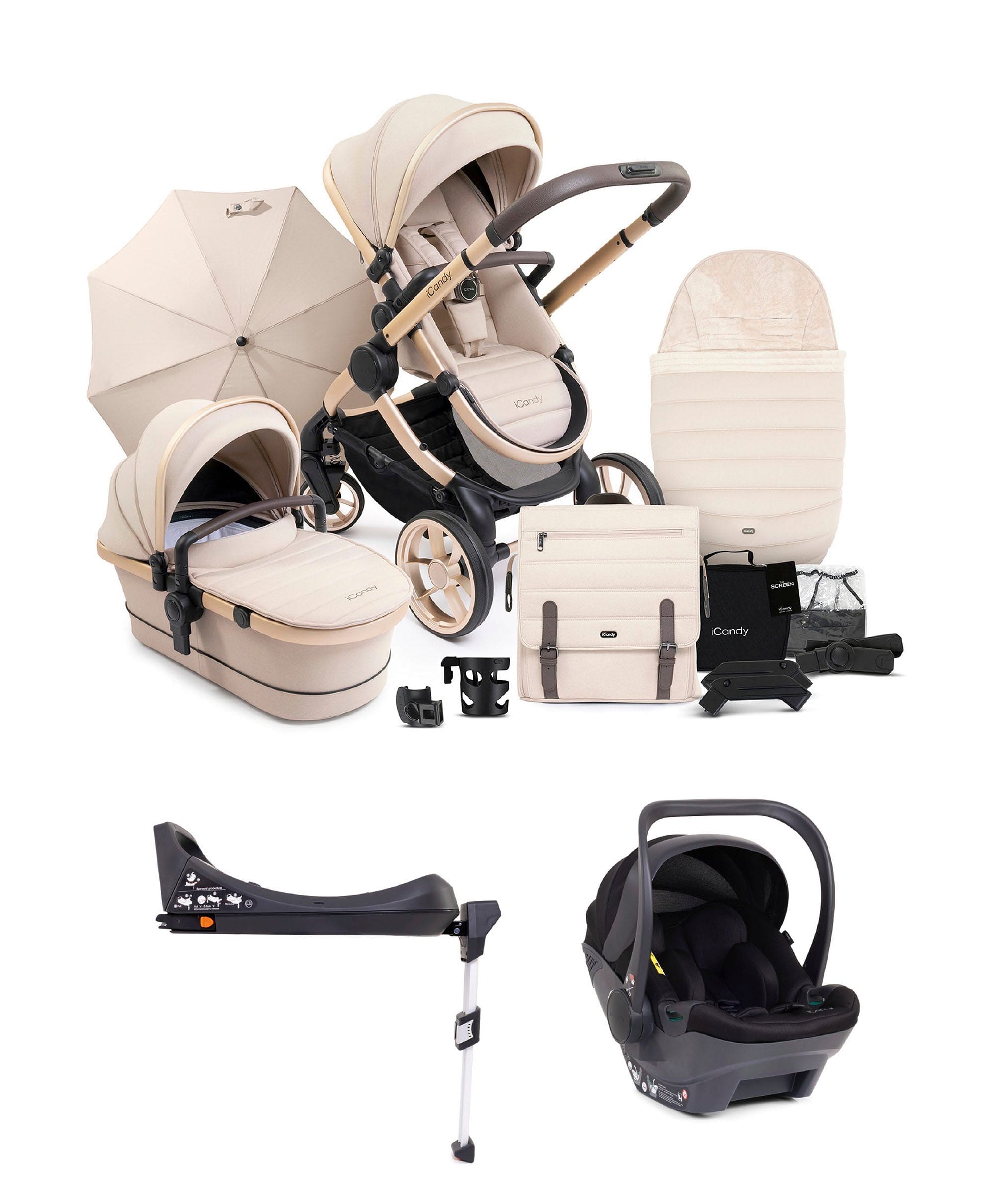iCandy Peach Complete Pushchair Bundle with Cocoon Car Seat