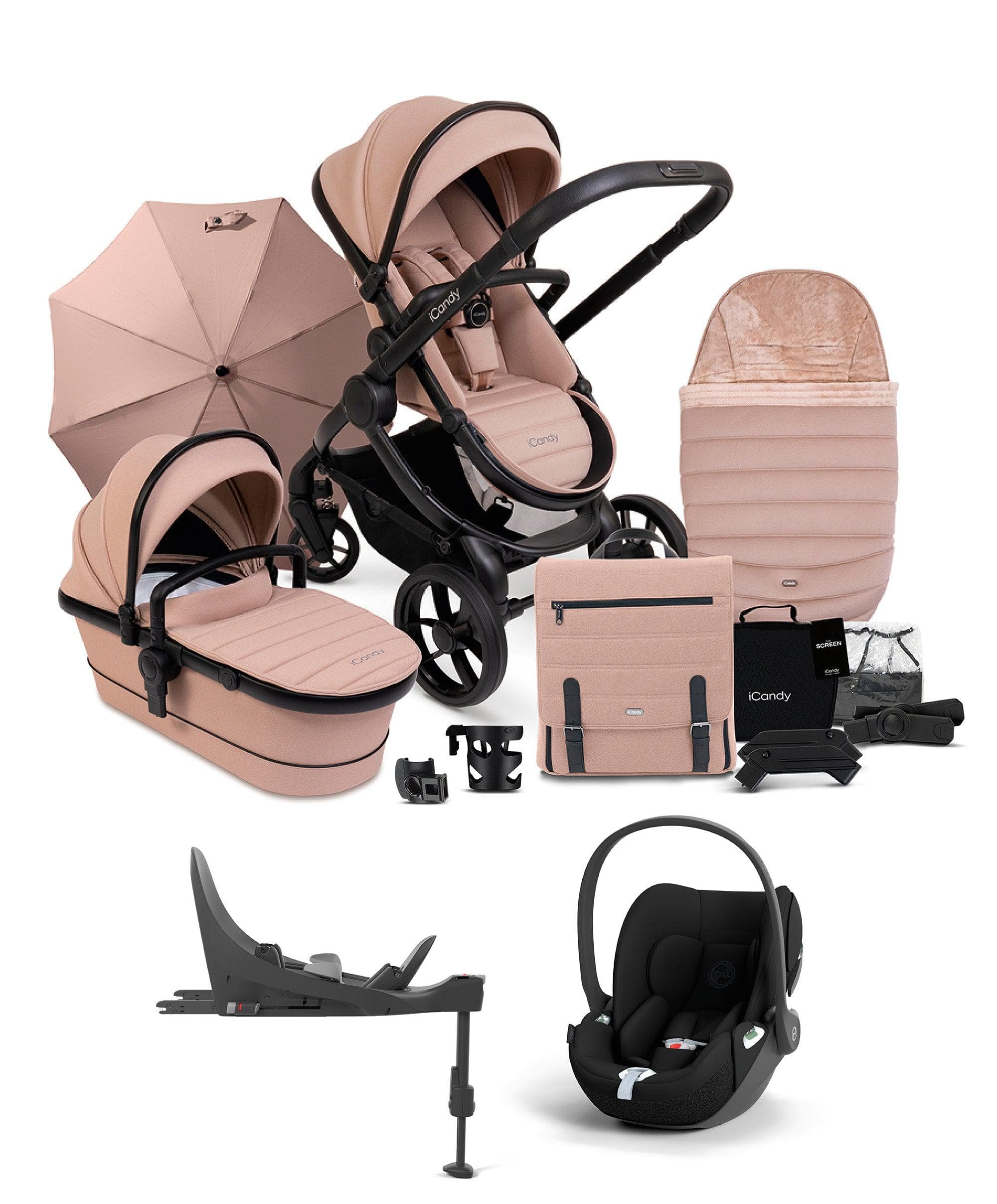 iCandy Peach Complete Pushchair Bundle with Cybex Cloud T Car