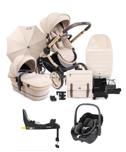 iCandy Pushchairs iCandy Peach 7 Complete Pushchair Bundle with Maxi-Cosi Pebble 360 Car Seat - Biscotti