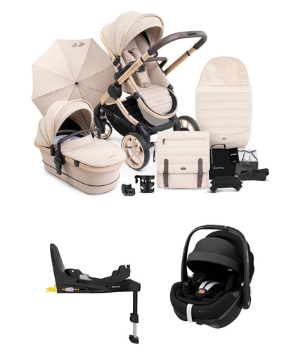 iCandy Pushchairs iCandy Peach 7 Complete Pushchair Bundle with Maxi-Cosi Pebble 360 Pro2 Car Seat - Biscotti