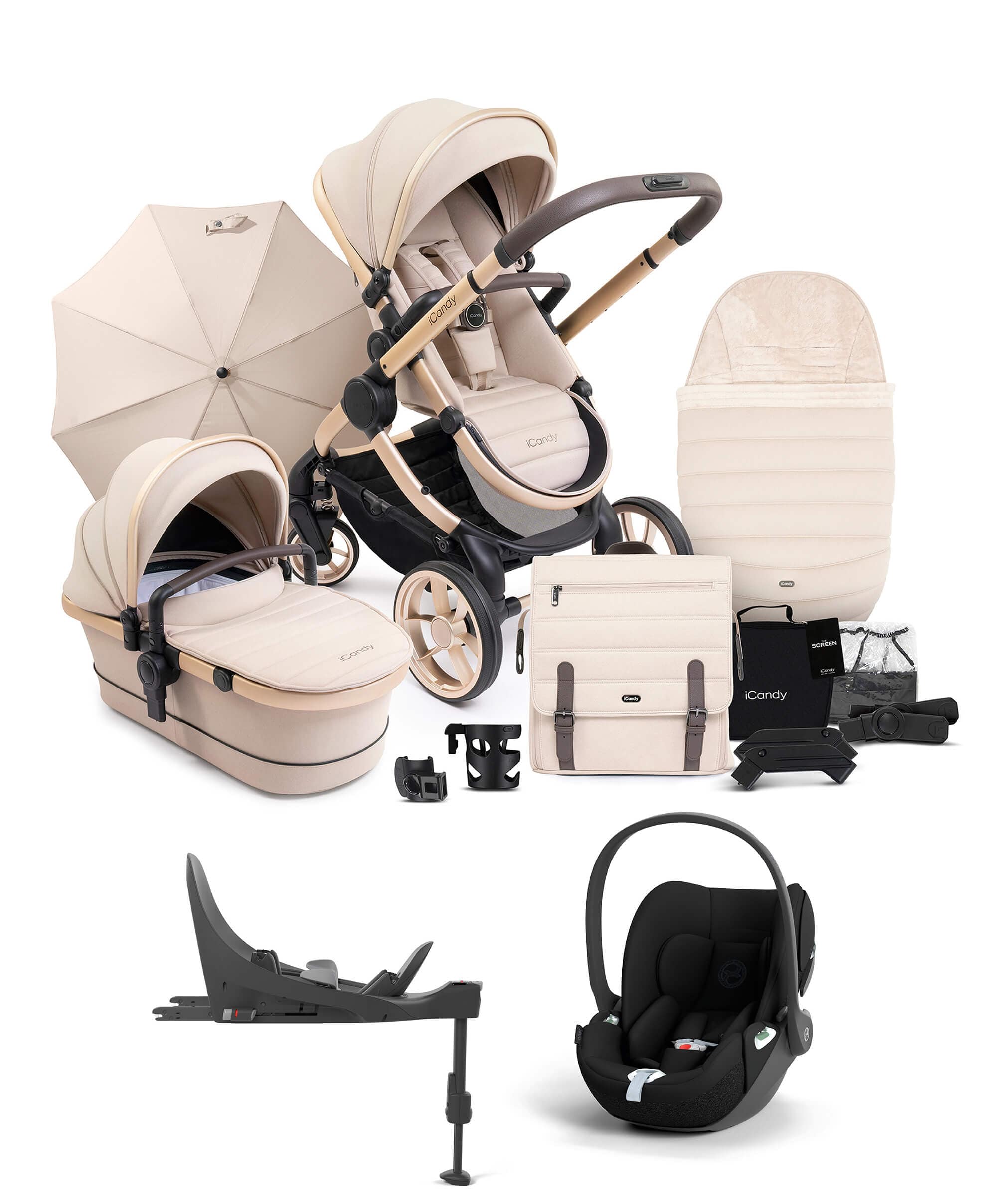 7 Complete Pushchair Bundle Cybex Cloud T Car Seat Biscotti