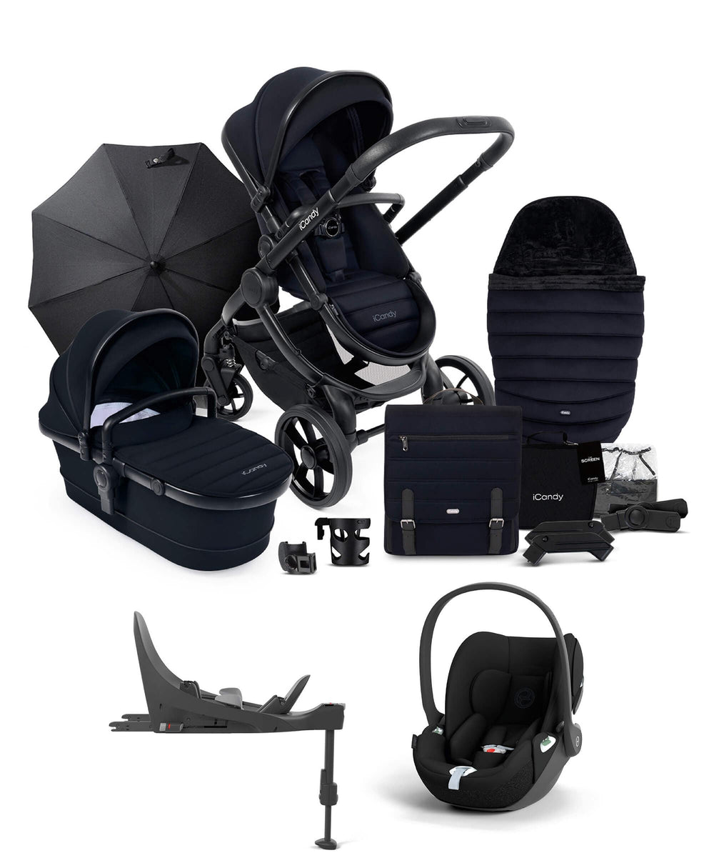 iCandy Pushchairs iCandy Peach 7 Pushchair Bundle with Cloud T Car Seat and Base in Black