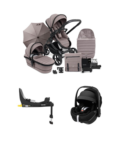 iCandy Pushchairs iCandy Peach7 Porcini Complete Bundle With Maxi-Cosi Pebble 360 Pro² Car Seat & Base
