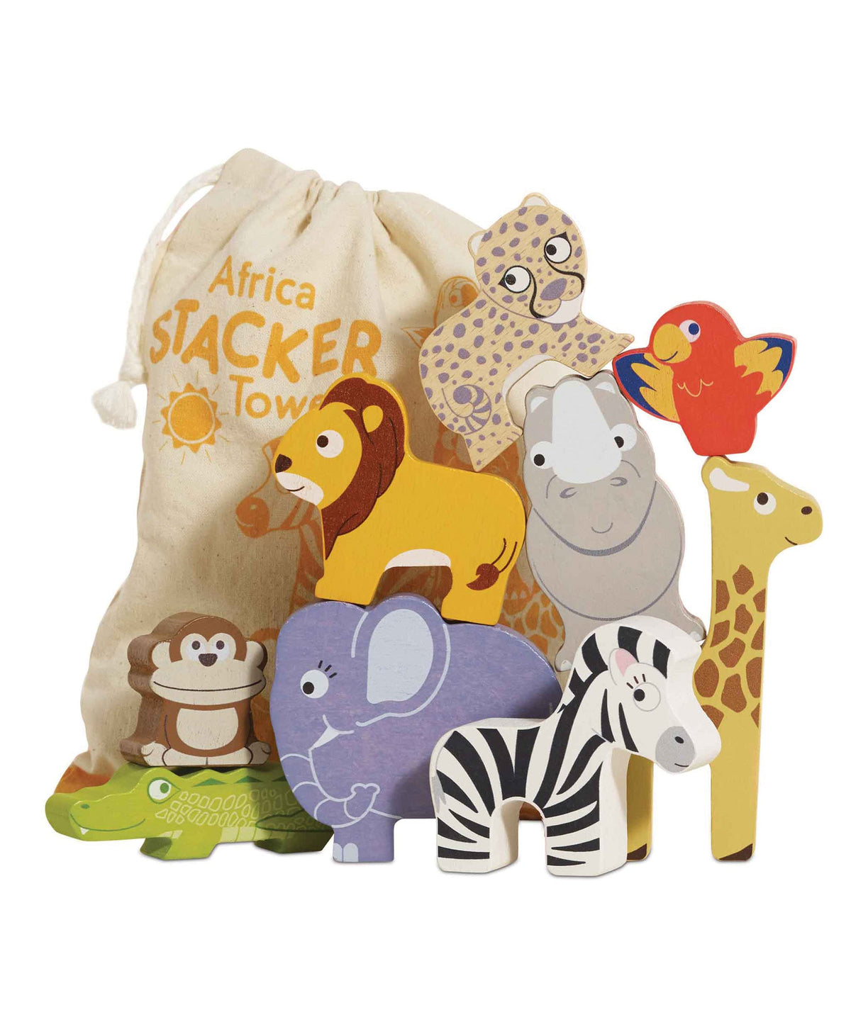 Le Toy Van Jigsaws & Puzzles Classic World Africa Stacking Animals & Bag