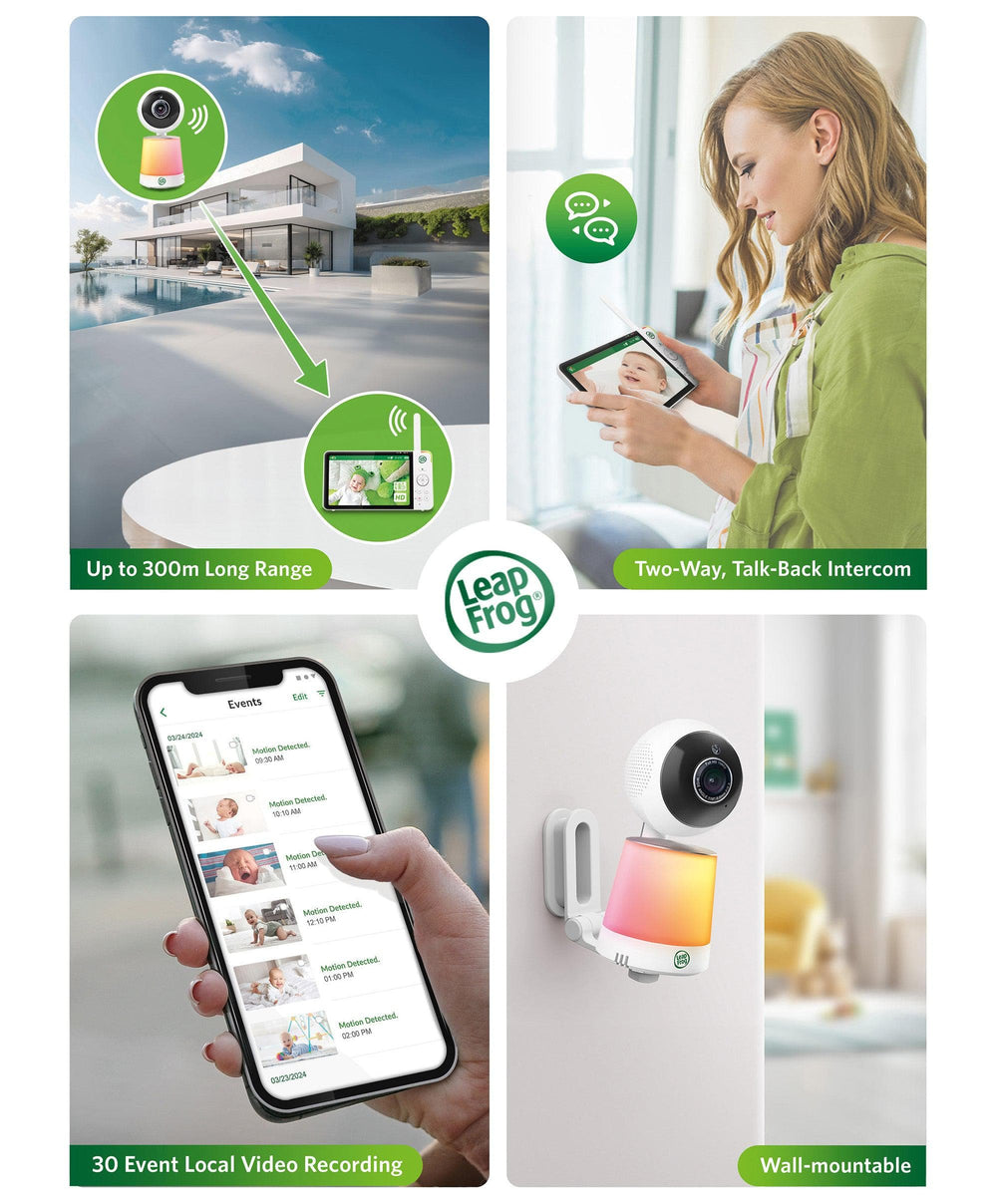 Leapfrog Baby Monitors Leapfrog 7 Inch LF4917HD Pan &amp; Tilt Monitor with Floorstand - White