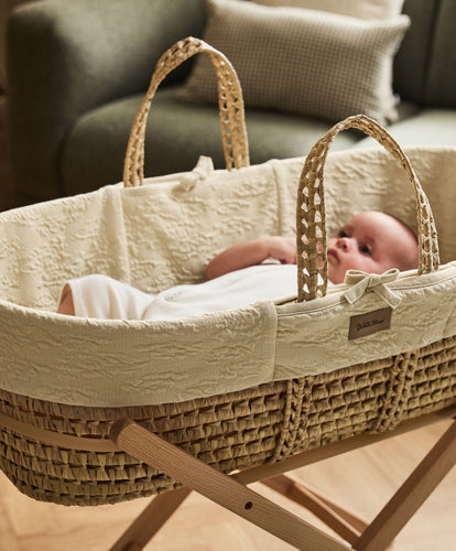 Little Green Sheep Little Green Sheep Furrow Knit Moses Basket & Mattress - Linen