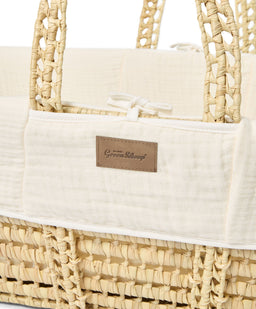 Little Green Sheep Little Green Sheep Muslin Moses Basket & Mattress - Ecru