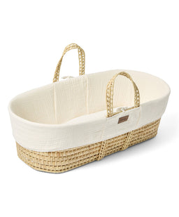Little Green Sheep Little Green Sheep Muslin Moses Basket & Mattress - Ecru