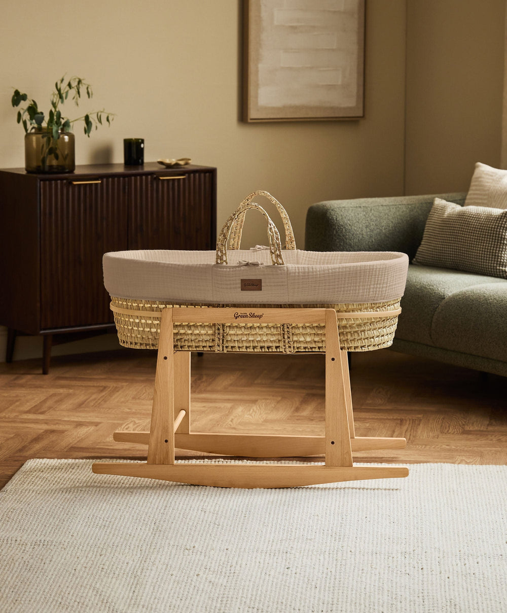 Little Green Sheep Little Green Sheep Muslin Moses Basket &amp; Mattress - Truffle