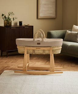 Little Green Sheep Little Green Sheep Muslin Moses Basket & Mattress - Truffle