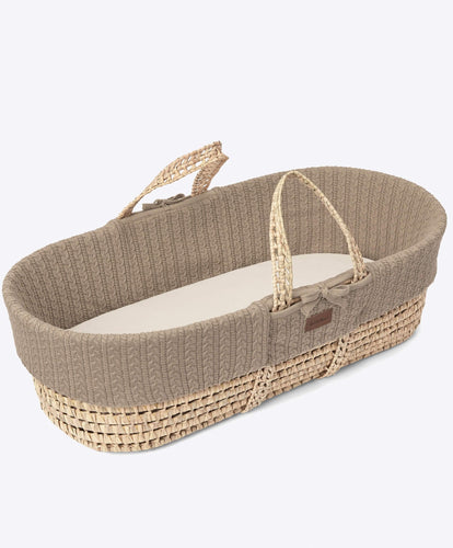 Little Green Sheep Little Green Sheep Organic Knitted Moses Basket & Mattress - Truffle