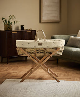 Little Green Sheep Little Green Sheep Quilted Moses Basket & Mattress - Leaves