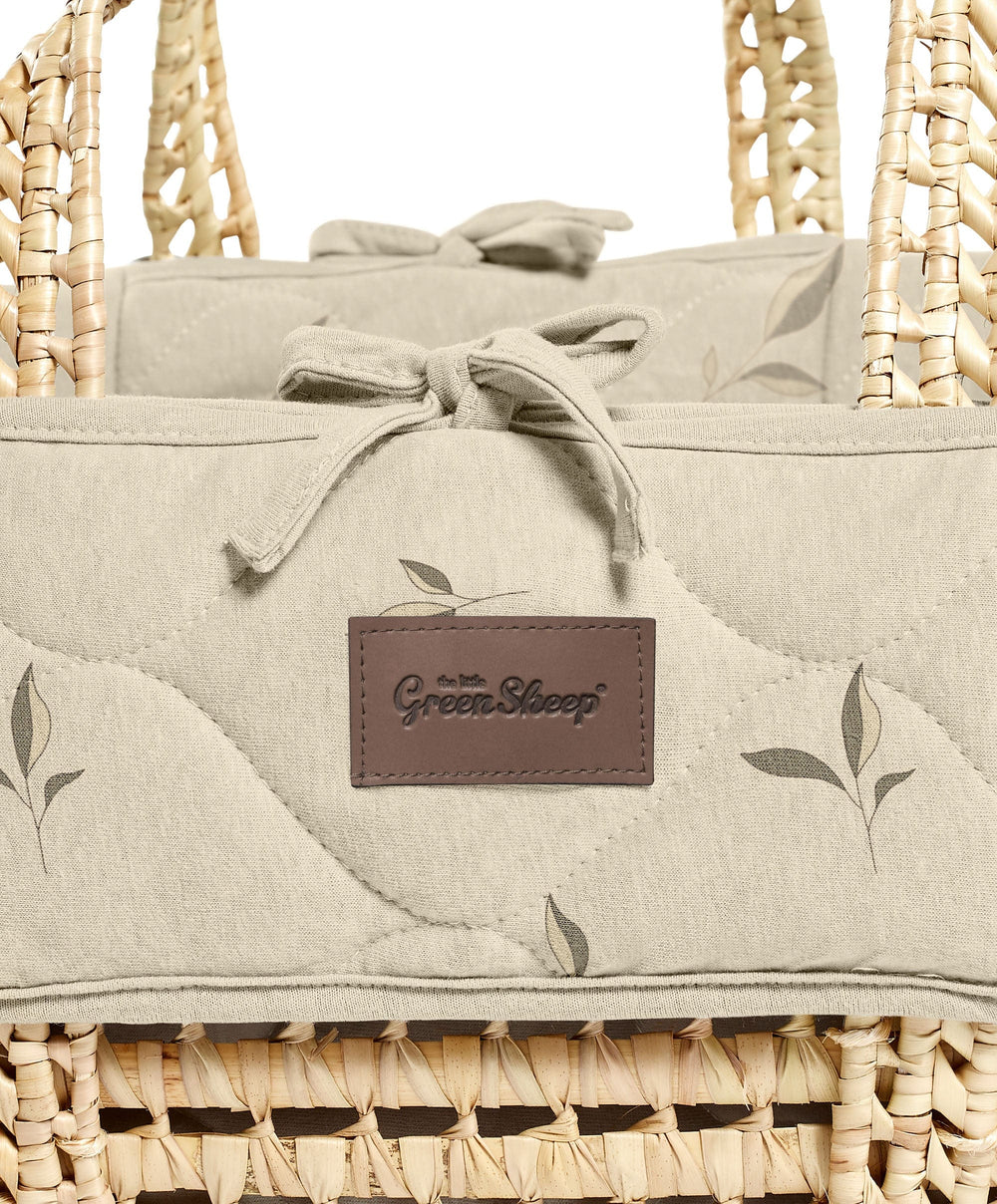 Little Green Sheep Little Green Sheep Quilted Moses Basket &amp; Mattress - Leaves