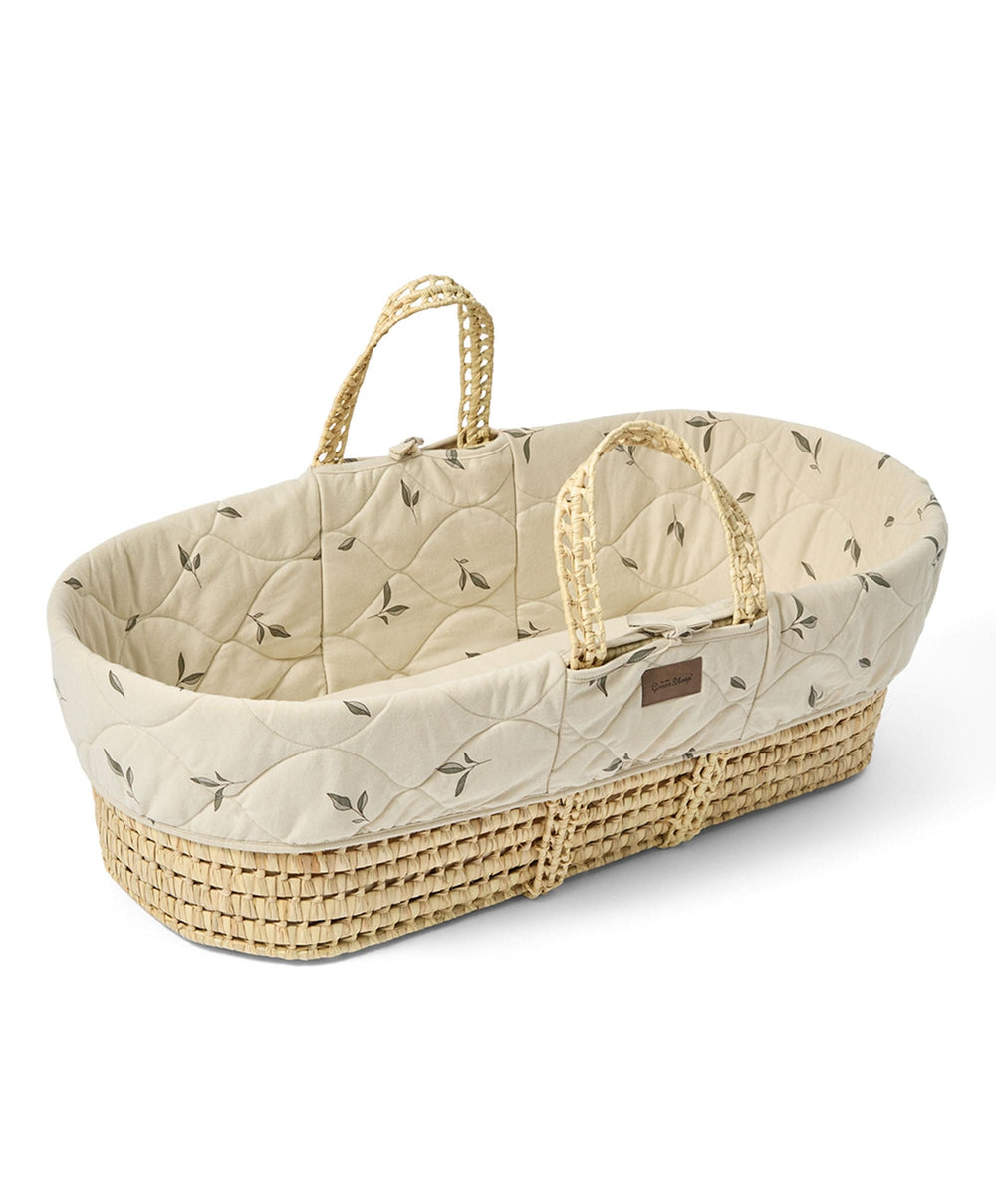 Little Green Sheep Little Green Sheep Quilted Moses Basket &amp; Mattress - Leaves