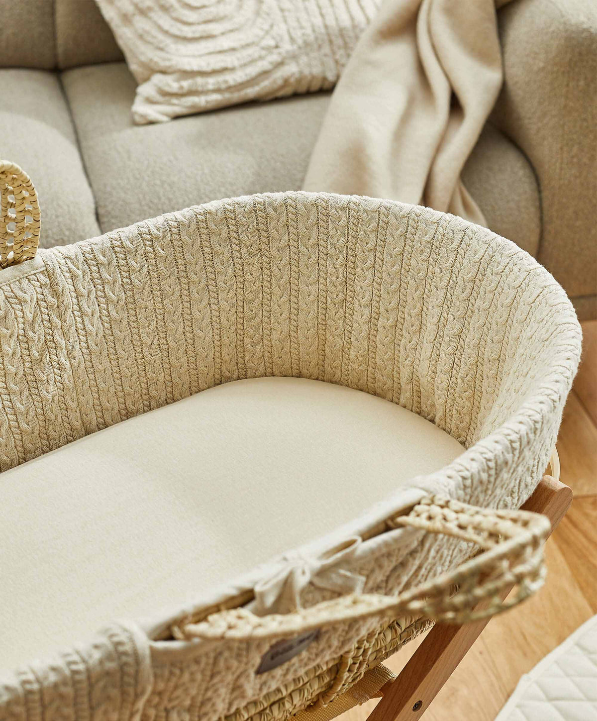 Organic Jersey Moses Basket Fitted Sheet in Linen – Mamas Papas IE