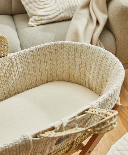 Little Green Sheep Moses Basket Bedding Organic Jersey Moses Basket Fitted Sheet in Linen