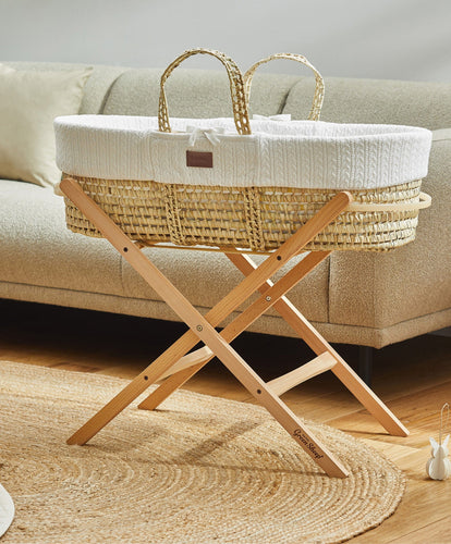 Little Green Sheep Moses Baskets Little Green Sheep Knitted Moses Basket - White