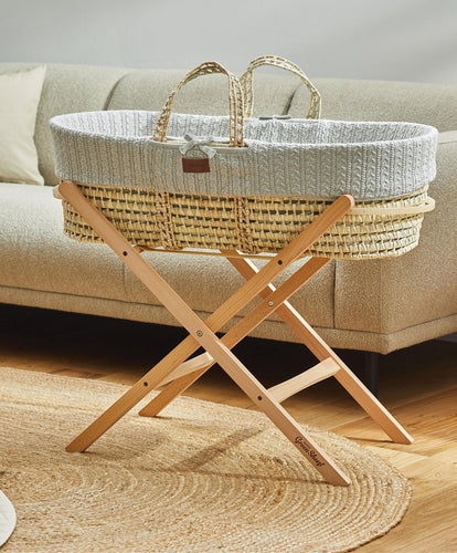 Little Green Sheep Moses Baskets Little Green Sheep Natural Knitted Moses Basket & Mattress - Dove