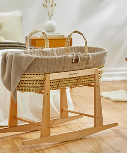 Little Green Sheep Moses Baskets Little Green Sheep Organic Knitted Moses Basket & Mattress - Truffle