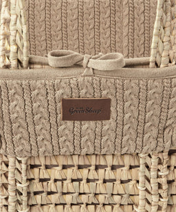 Little Green Sheep Moses Baskets Little Green Sheep Organic Knitted Moses Basket & Mattress - Truffle