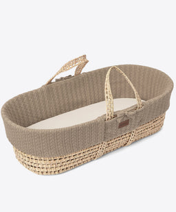 Little Green Sheep Moses Baskets Little Green Sheep Organic Knitted Moses Basket & Mattress - Truffle