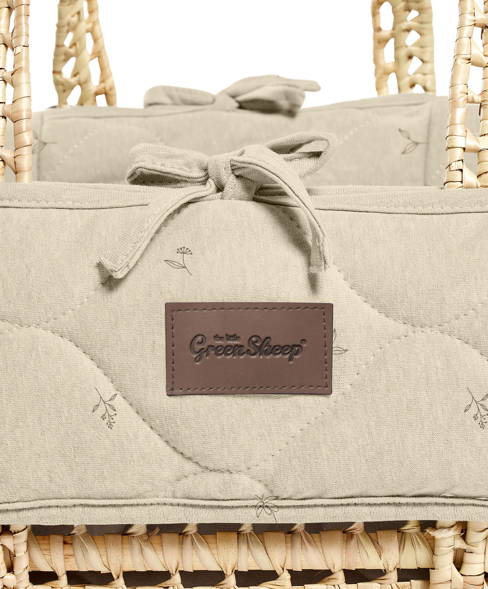 Little Green Sheep Quilted Moses Basket &amp; Mattress - Floral
