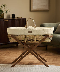 Little Green Sheep Quilted Moses Basket & Mattress - Floral