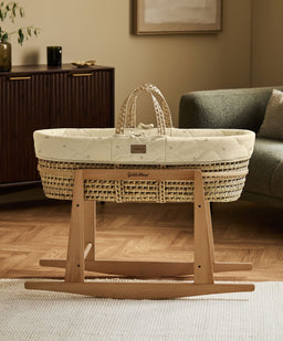 Little Green Sheep Quilted Moses Basket & Mattress - Floral