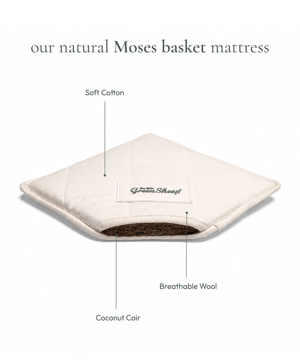 Little Green Sheep Quilted Moses Basket &amp; Mattress - Floral