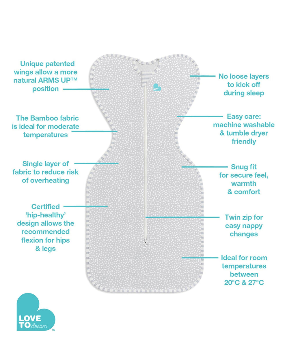 Love To Dream Swaddle Up™ Bamboo Original Wave Dot (Grey) Smal