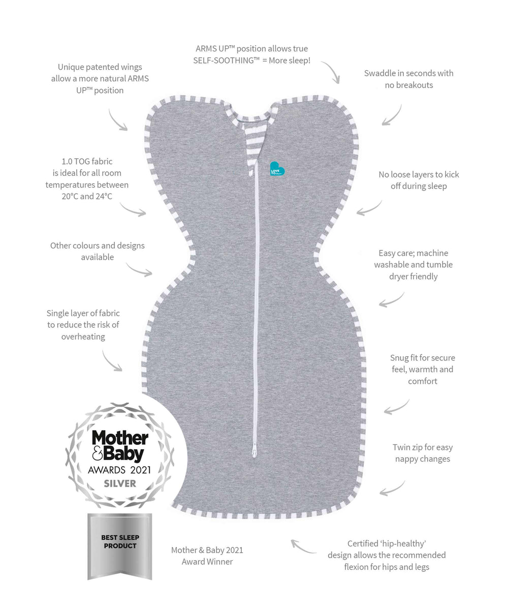 Love to Dream Dreampod Sleep Bags &amp; Swaddling Love To Dream Swaddle Up&amp;trade; Small/8 - 13lbs (1.0 Tog) - Grey