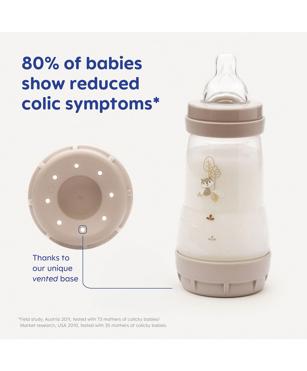 Mam Bottle Feeding MAM Baby Easy Start Anti-Colic Self Sterilising Newborn Bottles 17 Piece Set With Bottle Brush - Matt Taupe