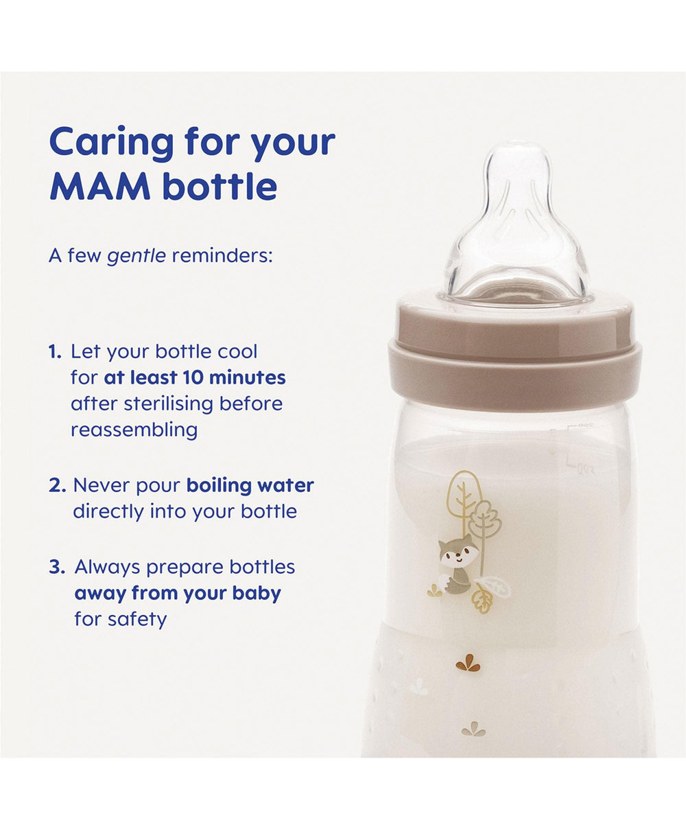 Mam Bottle Feeding MAM Baby Easy Start Anti-Colic Self Sterilising Newborn Bottles 17 Piece Set With Bottle Brush - Matt Taupe