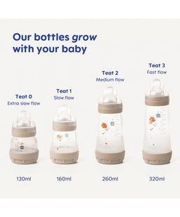 Mam Bottle Feeding MAM Baby Easy Start Anti-Colic Self Sterilising Newborn Bottles 17 Piece Set With Bottle Brush - Matt Taupe