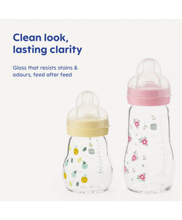 Mam Bottle Feeding MAM Feel Good Glass Bottle 170ml (2 Pack) - Yellow