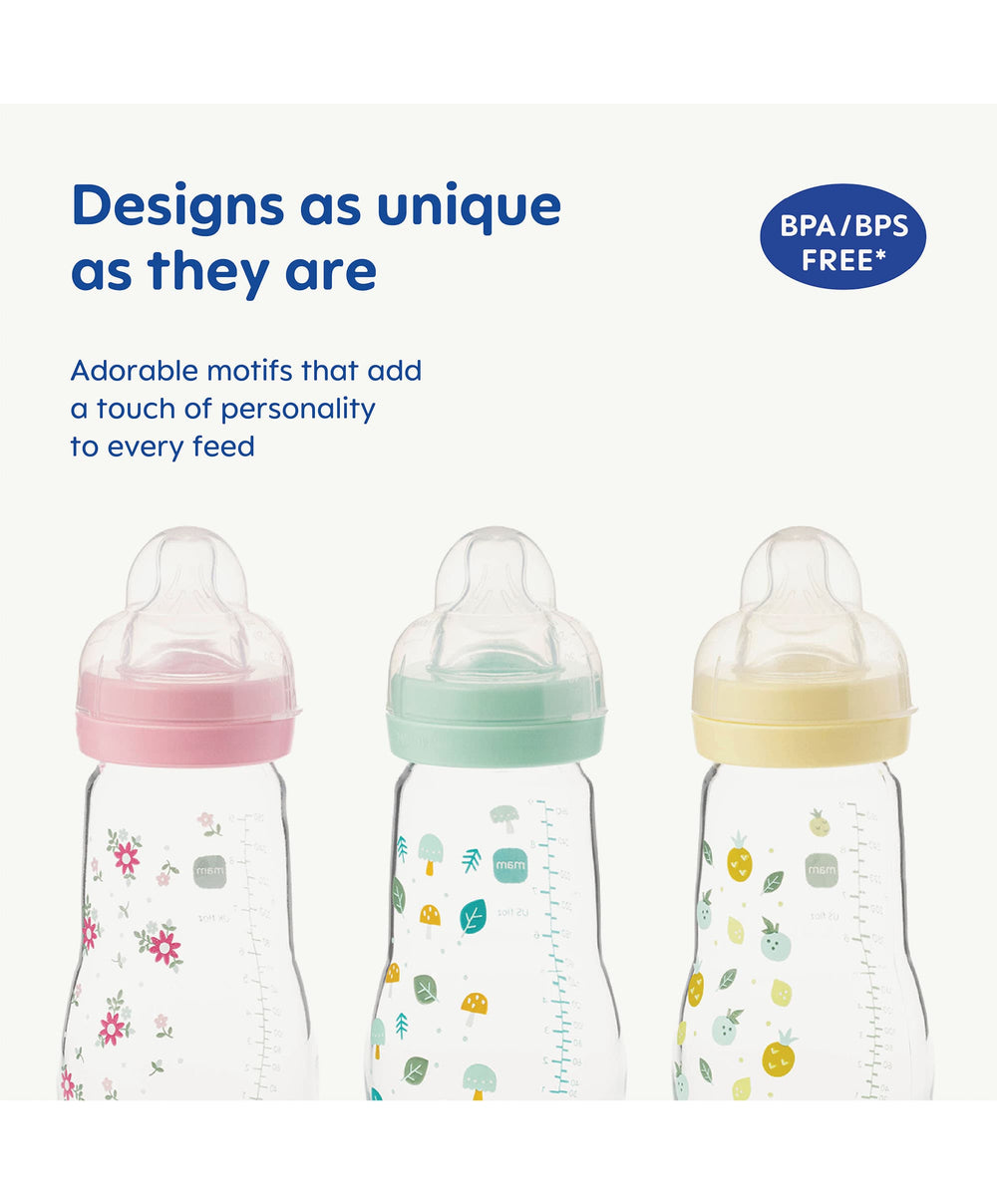 Mam Bottle Feeding MAM Feel Good Glass Bottle 260ml (2 Pack) - Yellow