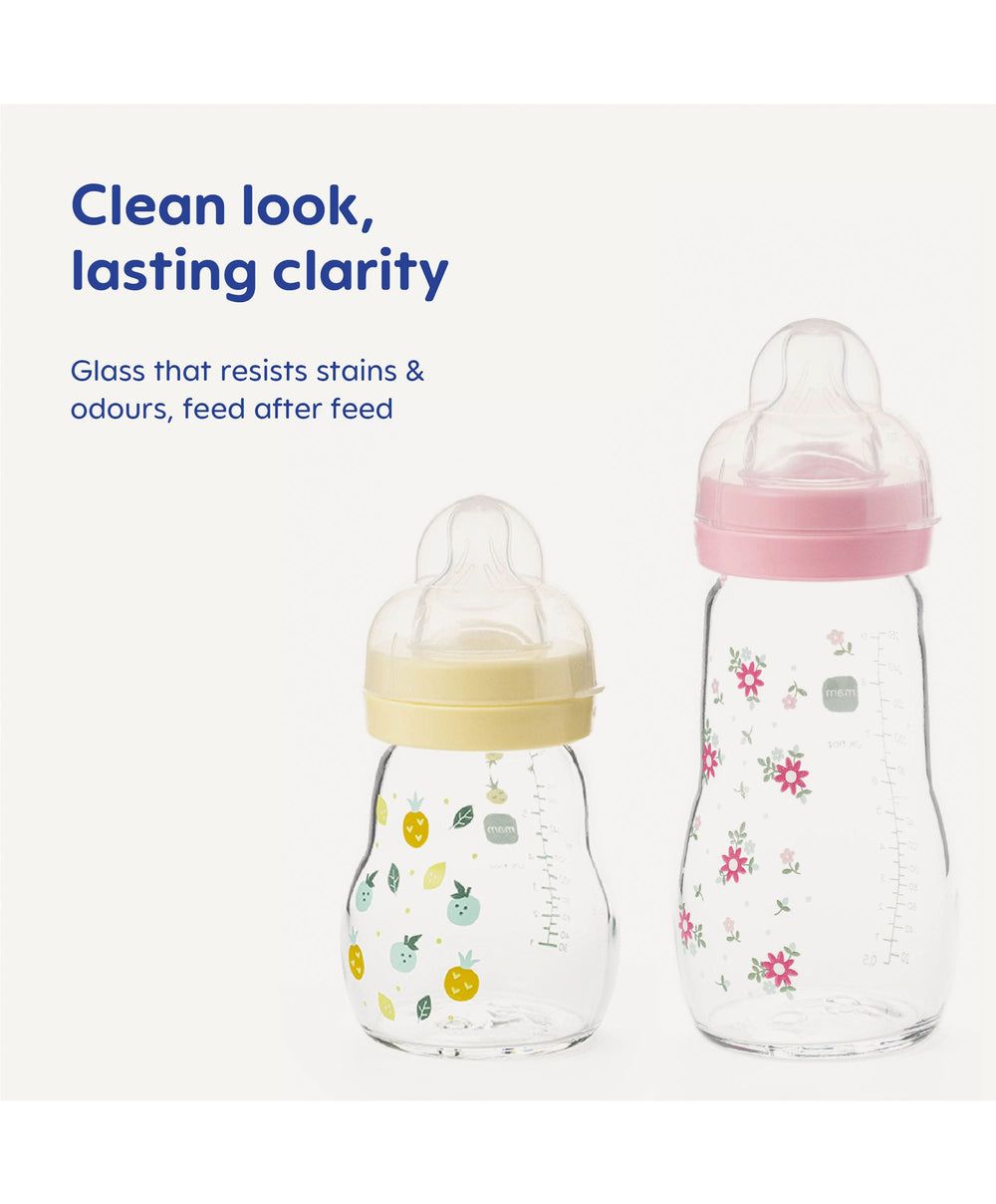 Mam Bottle Feeding MAM Feel Good Glass Bottle 260ml (2 Pack) - Yellow