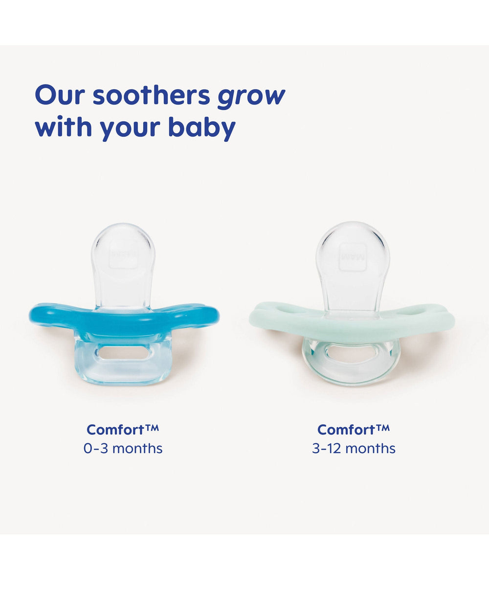 Mam Soothers MAM Comfort Soothers 3-12m (2 Pack) - Blue Grey