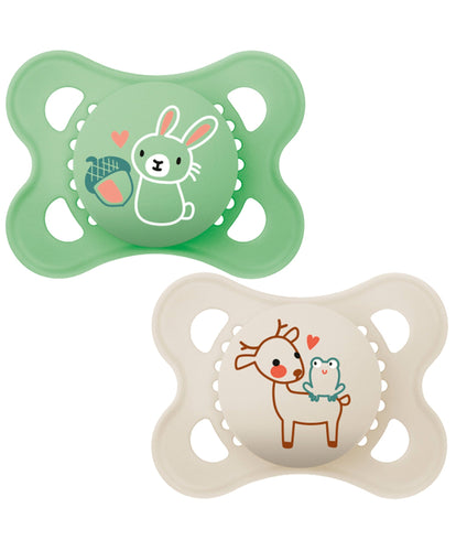 Mam Soothers MAM Pure Original 2-6m Soother 2pk - Unisex in Taupe and Green