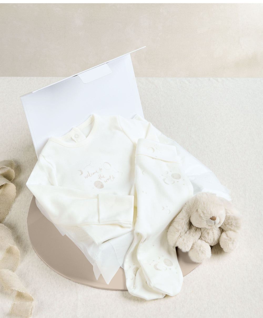 Mamas &amp; Papas 0-3m Celestial Bodysuit &amp; Leggings Set (2 Pieces) &amp; Bunny Beanie Gift Box