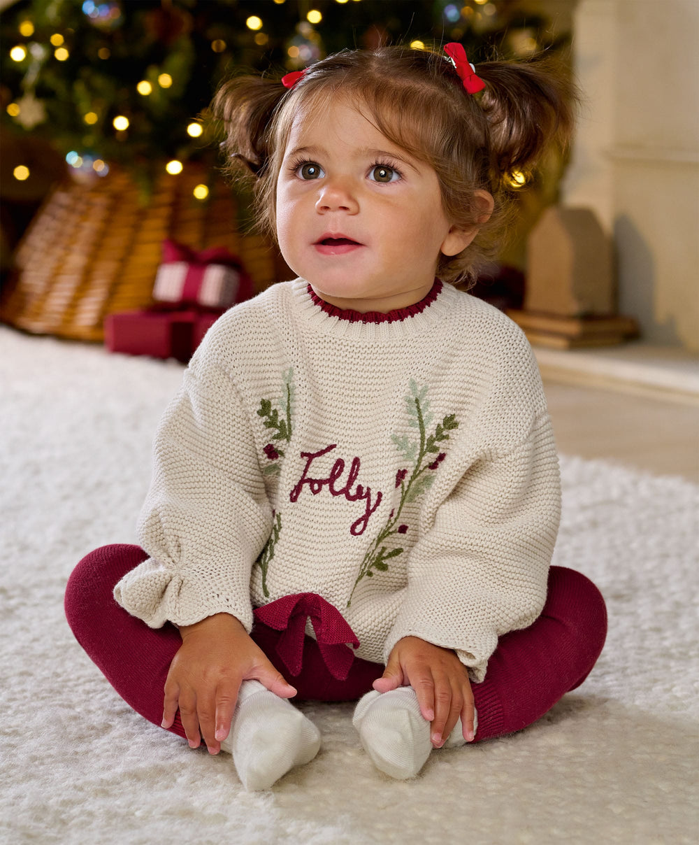 Mamas &amp; Papas 2pc Set Christmas Wreath Top &amp; Leggings Set