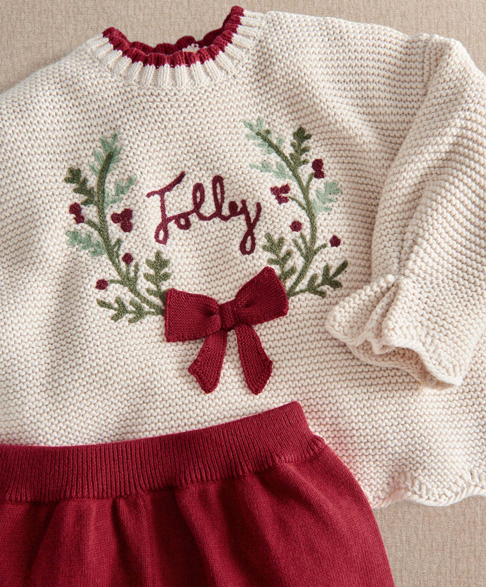Mamas &amp; Papas 2pc Set Christmas Wreath Top &amp; Leggings Set
