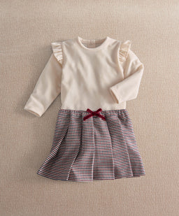 Mamas & Papas 2pc Set Frill Bodysuit & Houndstooth Skirt Set