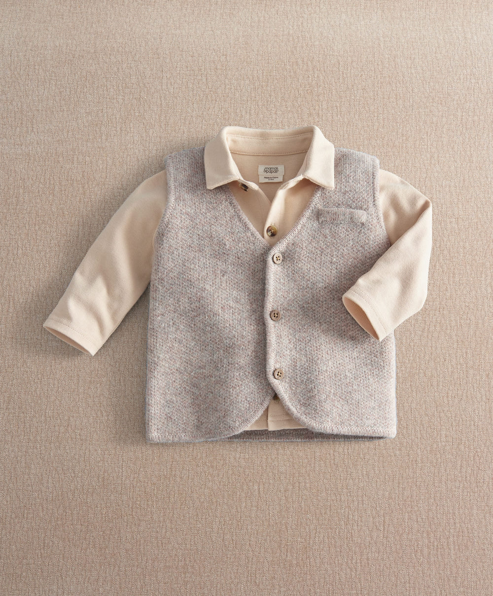 Mamas &amp; Papas 2pc Set Knitted Waistcoat &amp; Shirt (Pack of 2)