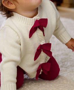 Mamas & Papas 2pc Set Red Bow Knitted Cardigan & Leggings Set