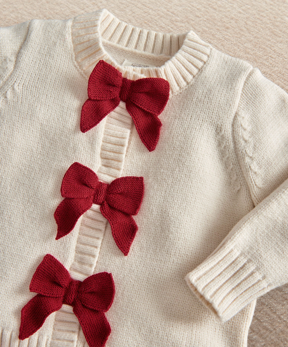 Mamas &amp; Papas 2pc Set Red Bow Knitted Cardigan &amp; Leggings Set