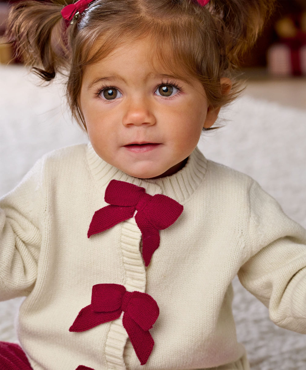 Mamas &amp; Papas 2pc Set Red Bow Knitted Cardigan &amp; Leggings Set