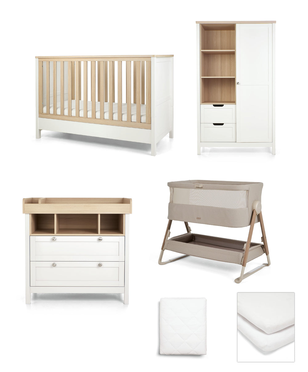 Mamas &amp; Papas 6pc Harwell White &amp; Lua 2 Mocha/Wht Bundle