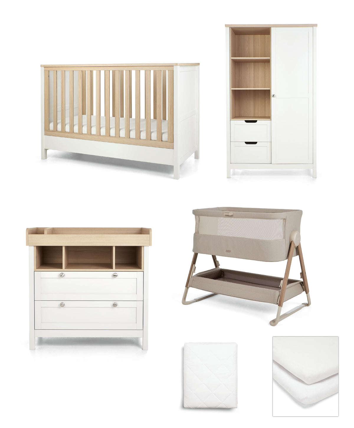 Mamas & Papas 6pc Harwell White & Lua 2 Mocha/Wht Bundle